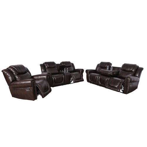 Red Barrel Studio 3 Piece Vegan Leather Reclining Living Room Set